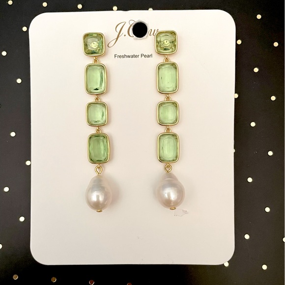 JCREW Crystal and Pearl Drop NWT OS Light Pistachio - Picture 2 of 4